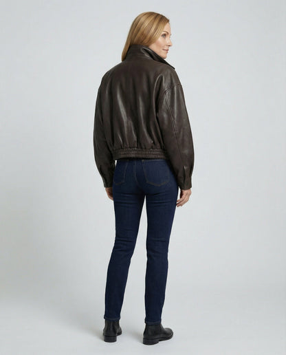 Damen Lederjacke Bikerstil PU-Leder