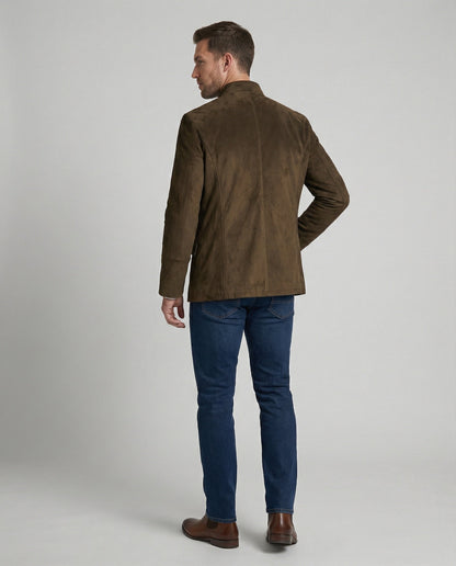 Herren Lederjacke Sueded Optik Metallknöpfe