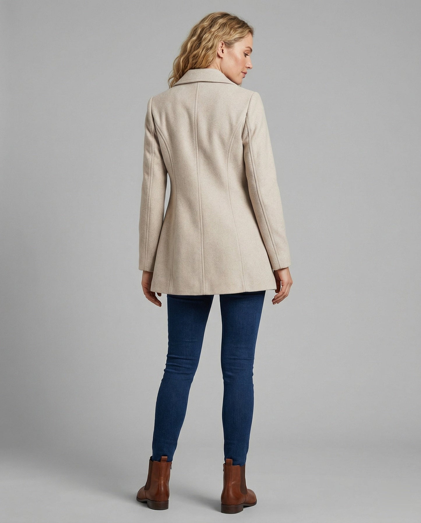 Damen Blazer Lang Tailliert Elegant