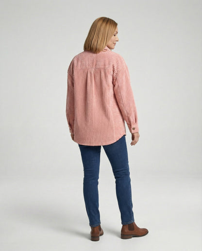 Damen Cordjacke Bequem Mit Taschen Braun