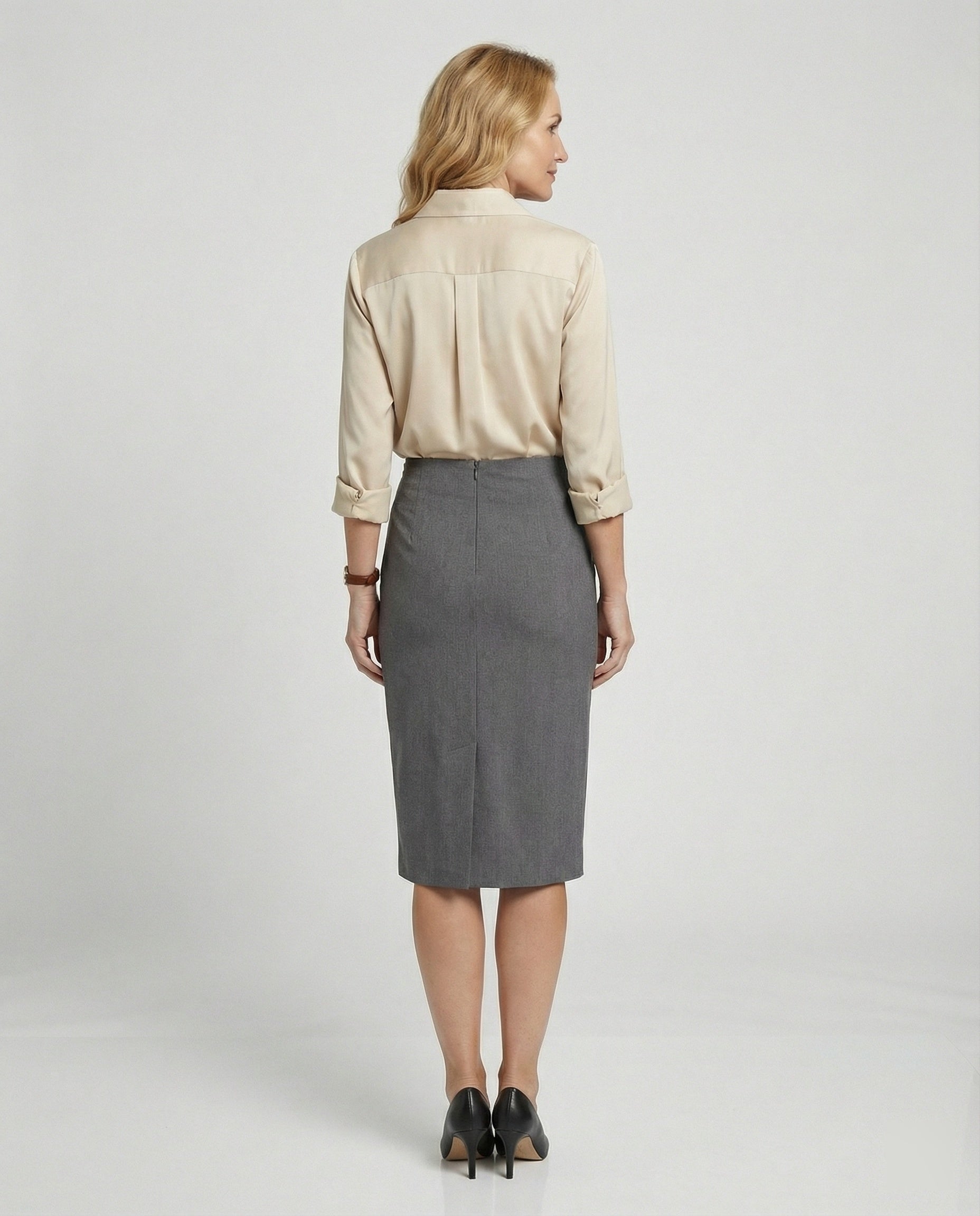 Damen Elegante Baumwollbluse Stehkragen Weiß - Norvielle