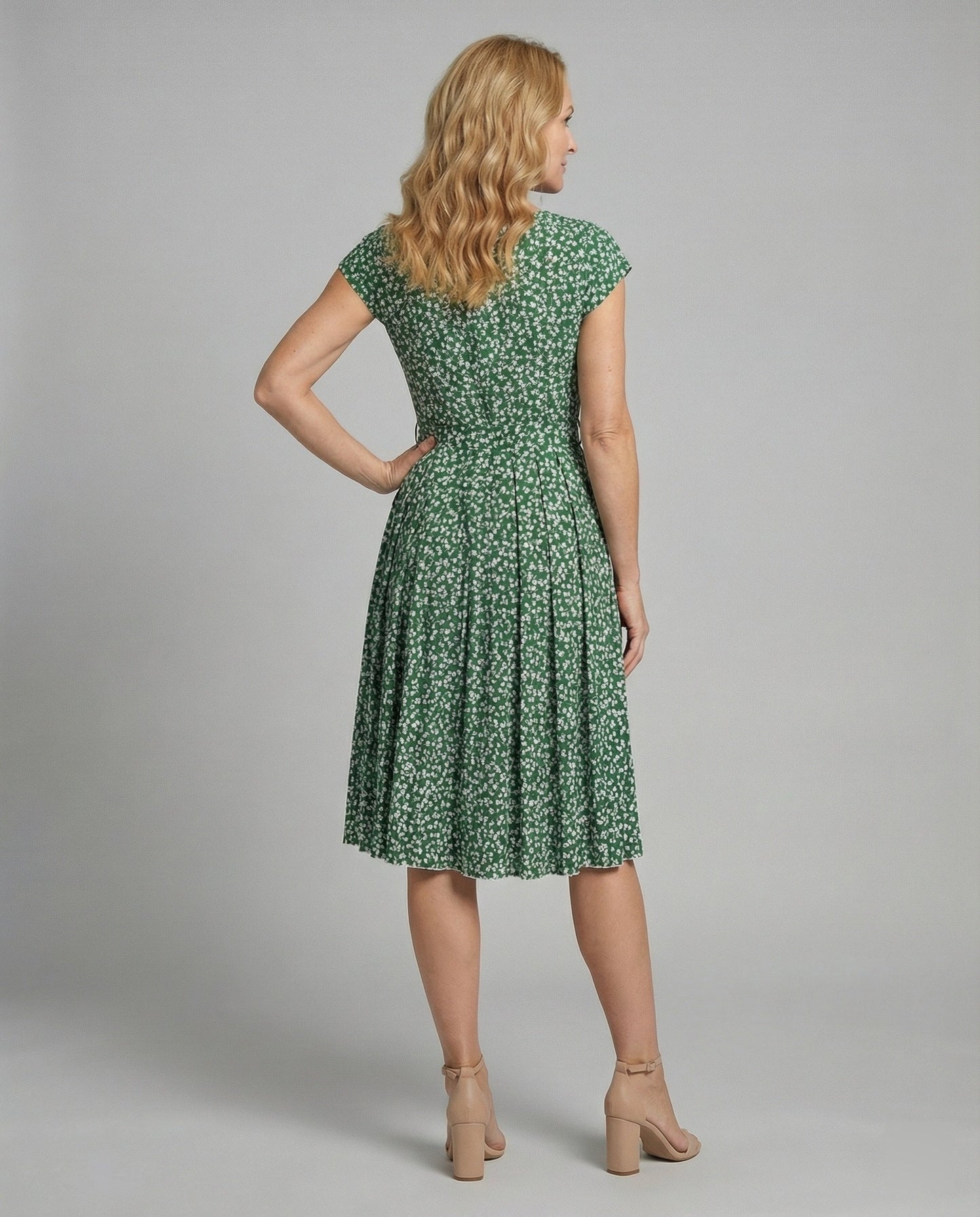 Damen Midi-Kleid mit Gürtel und Verschnürung