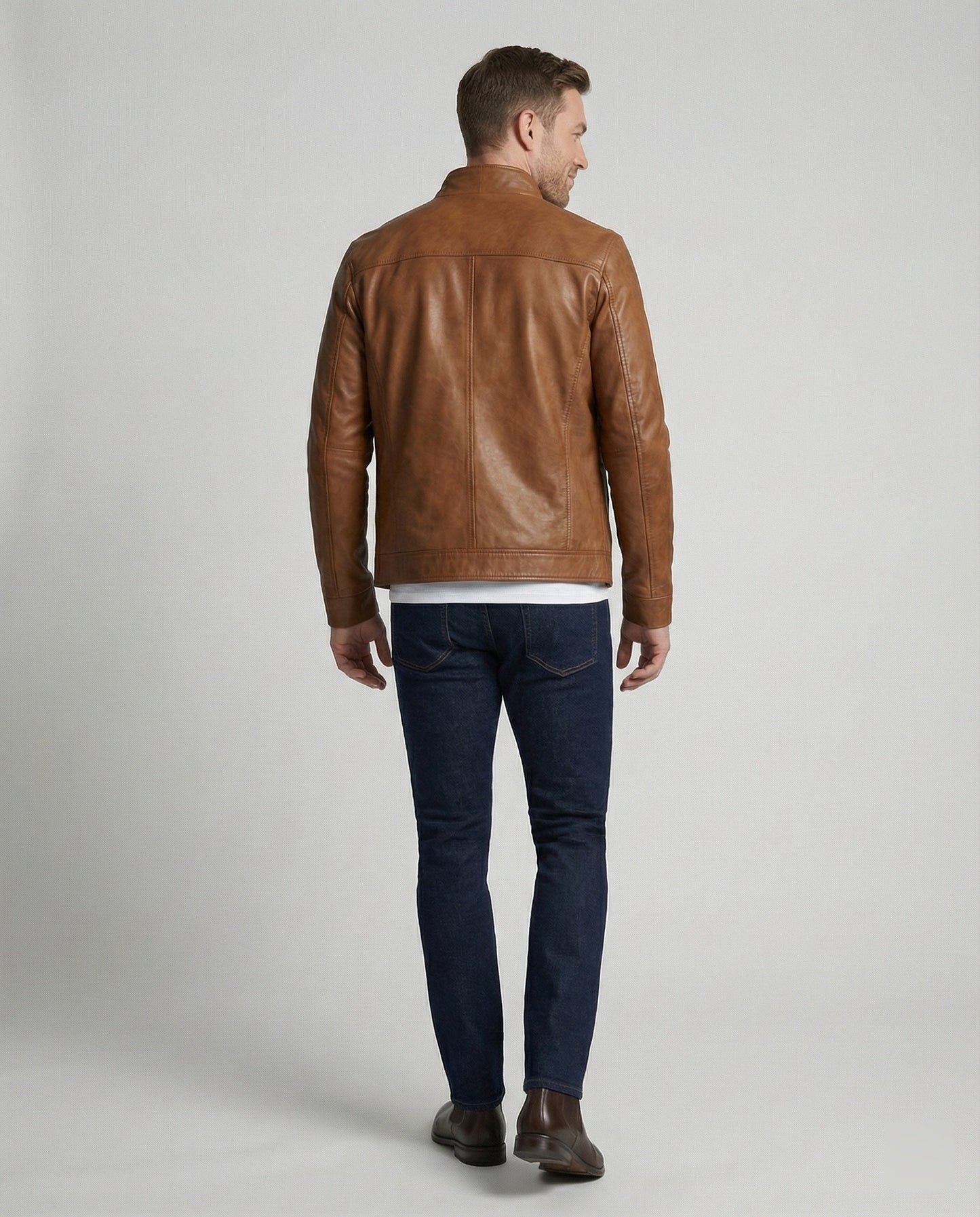 Herren Lederjacke Stehkragen