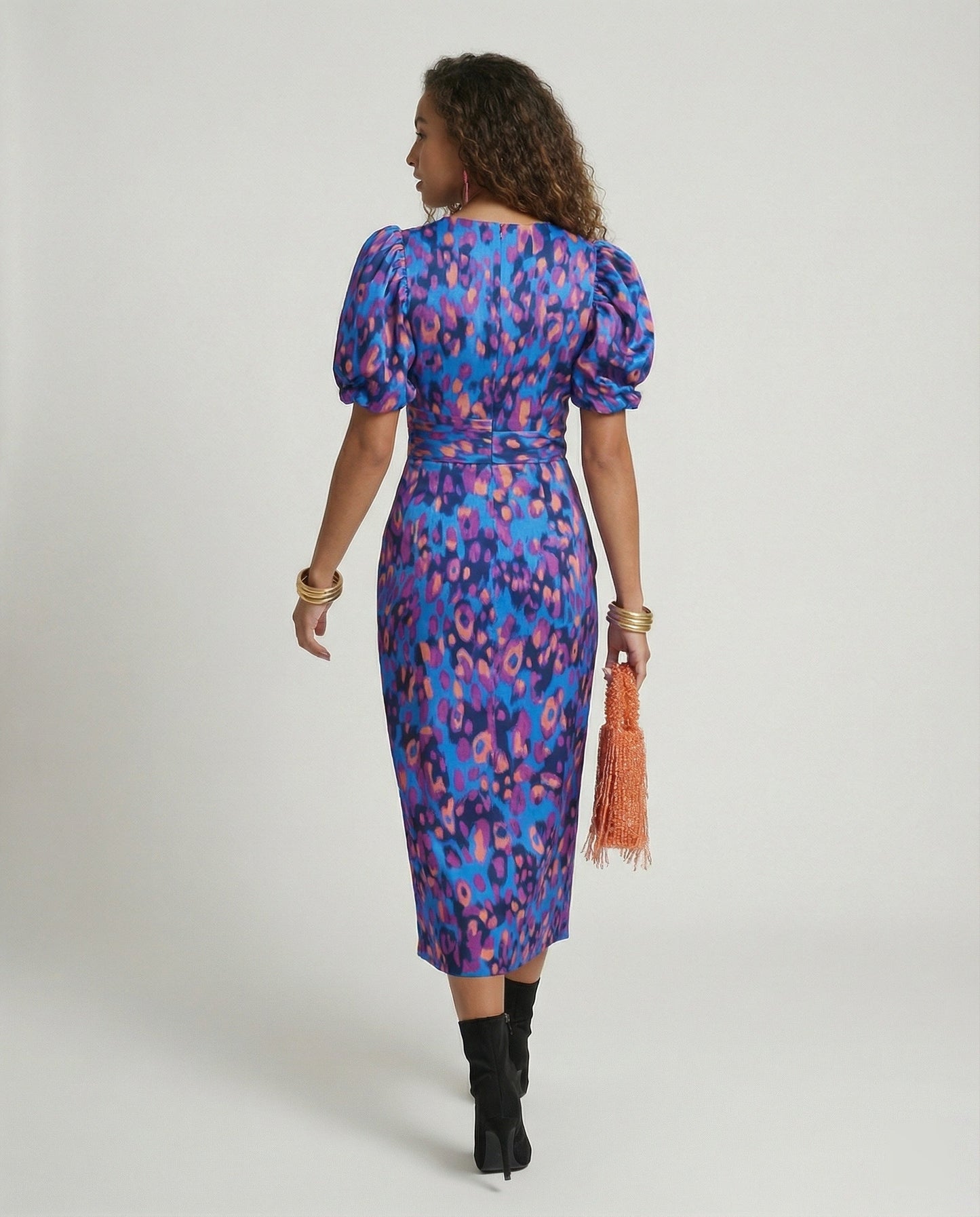 Damen Abendkleid Puffärmel Glamour