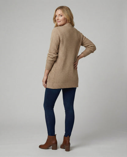 Weiche Strickjacke Lange Ärmel Offen Vorne Mit Taschen
