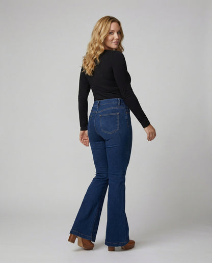 Damen High-Waist Schlagjeans Trendy