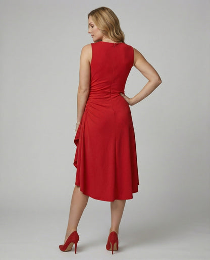 Damen Ärmelloses Wickelkleid Asymmetrisch Elegant