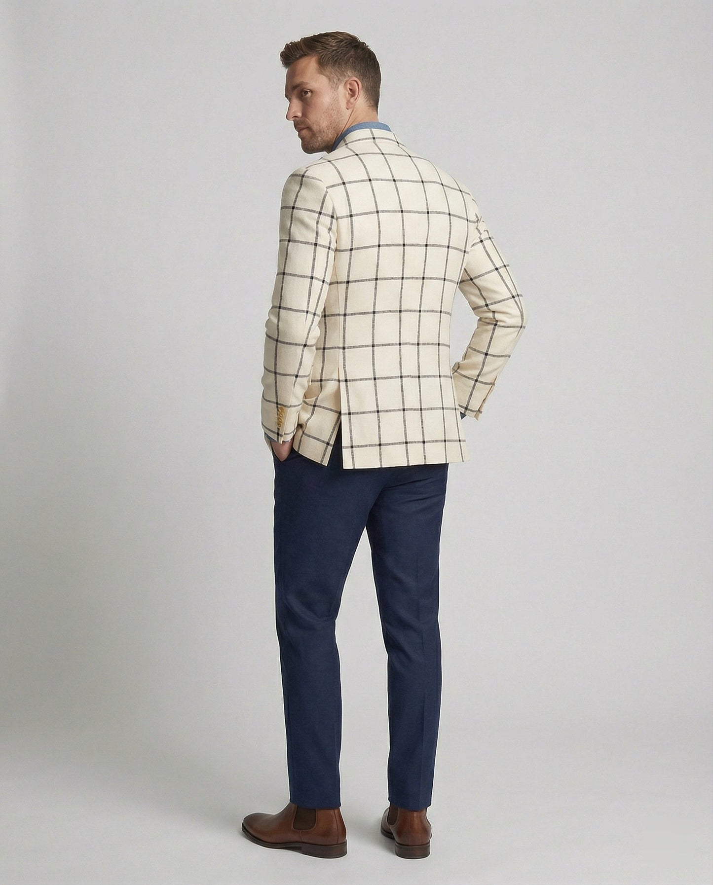 Herren Slim-Fit Blazer Doppelknöpfe Modern