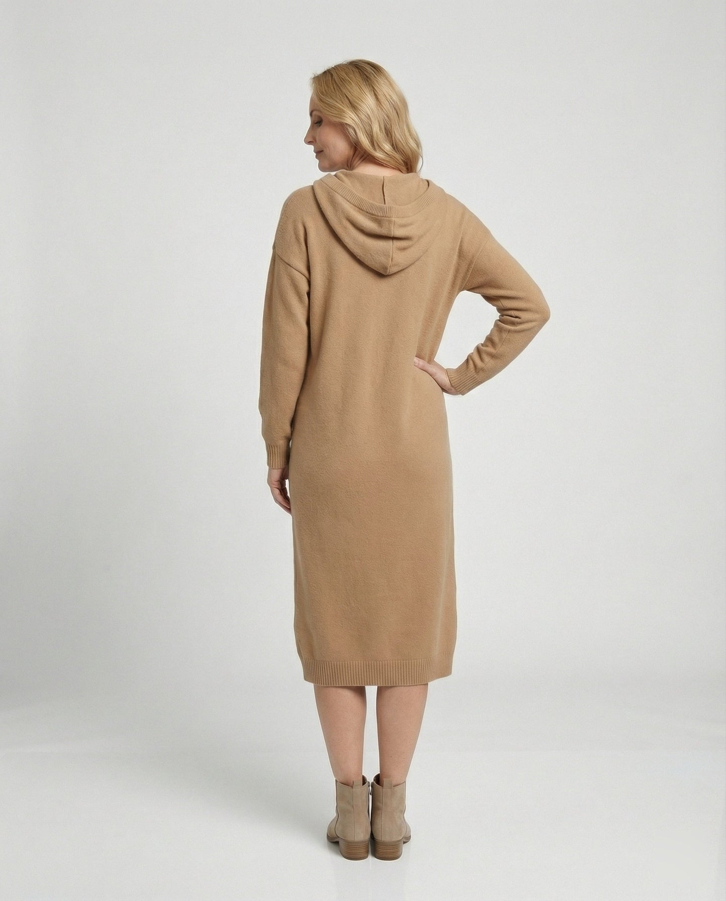 Damen Hoodie-Kleid Weiches Kapuzenkleid mit Knöpfen