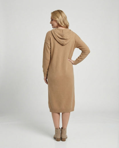 Damen Hoodie-Kleid Weiches Kapuzenkleid mit Knöpfen