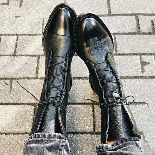 Damen Stiefel Spitze Blockabsatz Schuhe - Norvielle