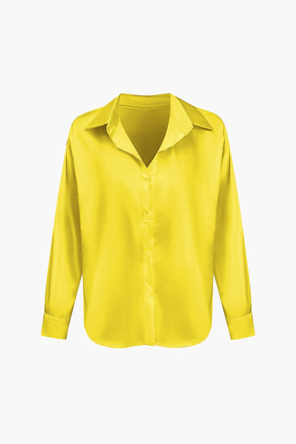 Damenbluse Langarm Seiden-Satin Elegante Bluse