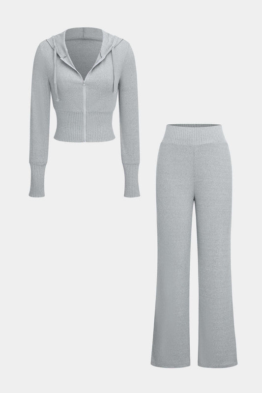 Damen Strick-Zweiteiler-Set Hoodie Hose Weite Bequem - Norvielle
