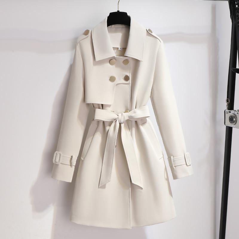 Damen Trenchcoat Langärmlig Schwarz - Norvielle