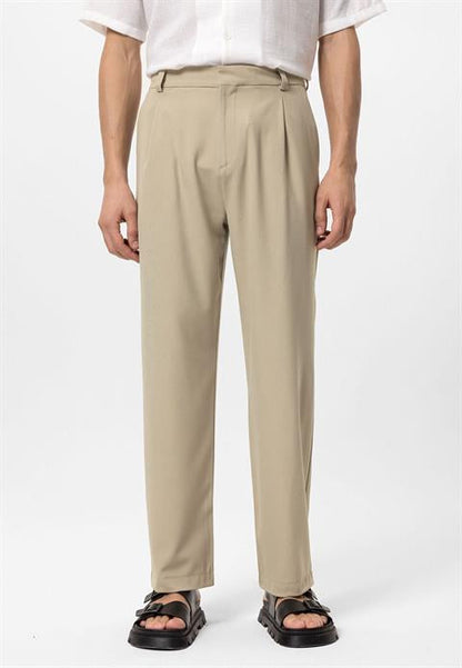 Herren Slimfit-Hose Beige Hochtailliert - Norvielle