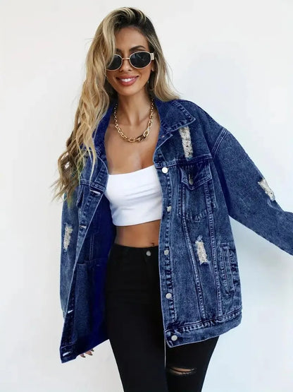 Damen Oversized Jeansjacke Groß Trendy