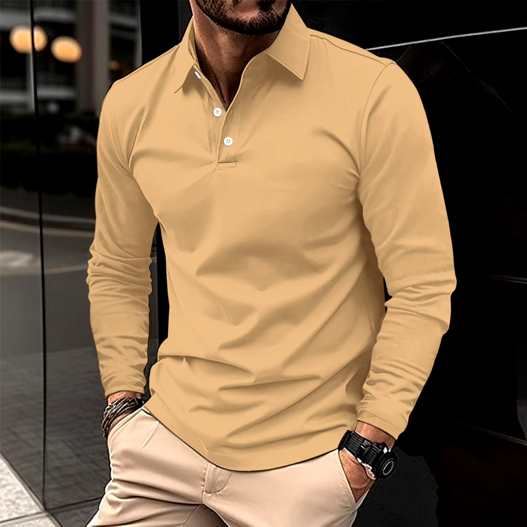 Herren Langarm-Poloshirt Klassisch Elegant