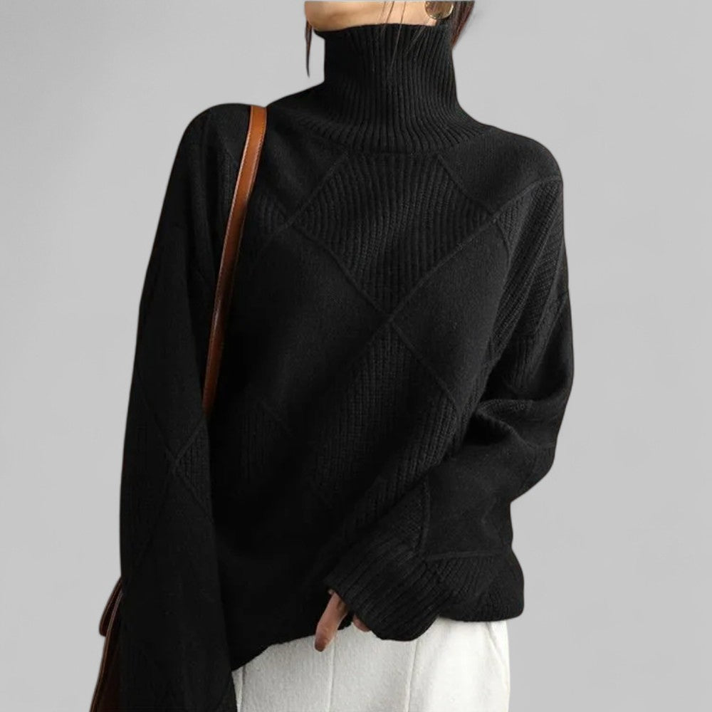 Damen Rollkragenpullover Locker Geschnitten Bequem - Norvielle
