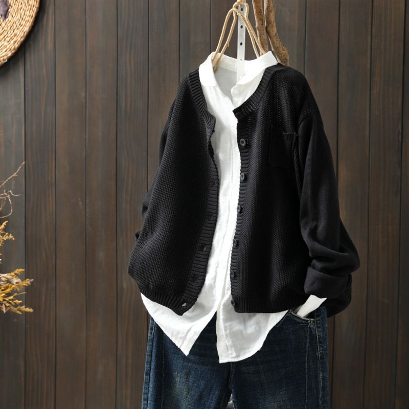 Damen Strickjacke Oversized mit Knöpfen