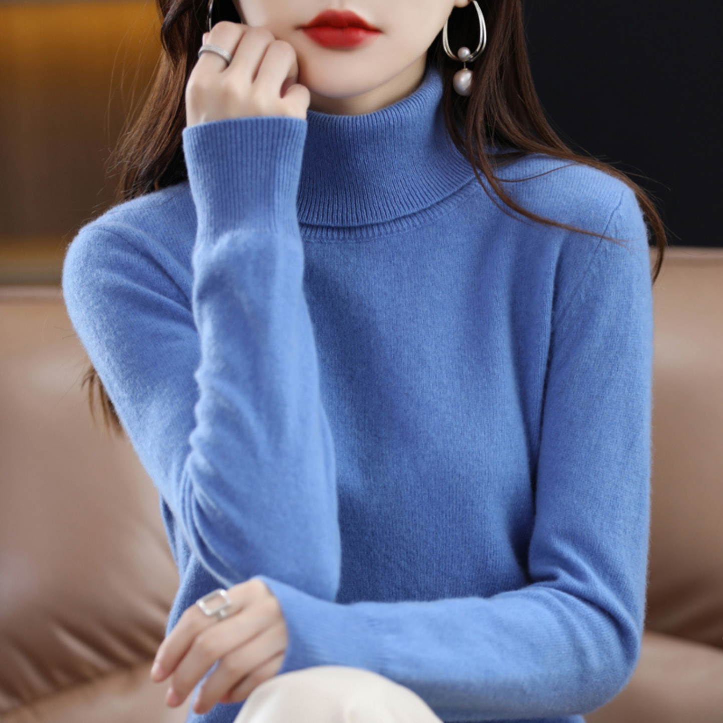 Damen Rollkragenpullover Klassisch Warm