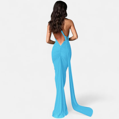 Damen Neckholder Maxikleid Ein Schulter Sommerkleid