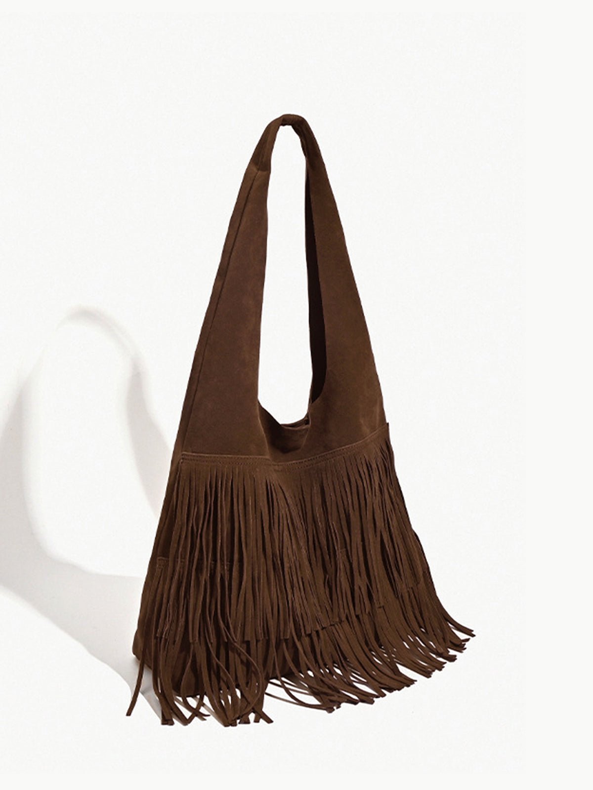 Damen Rucksack Fransen Leder Boho Stil Braun