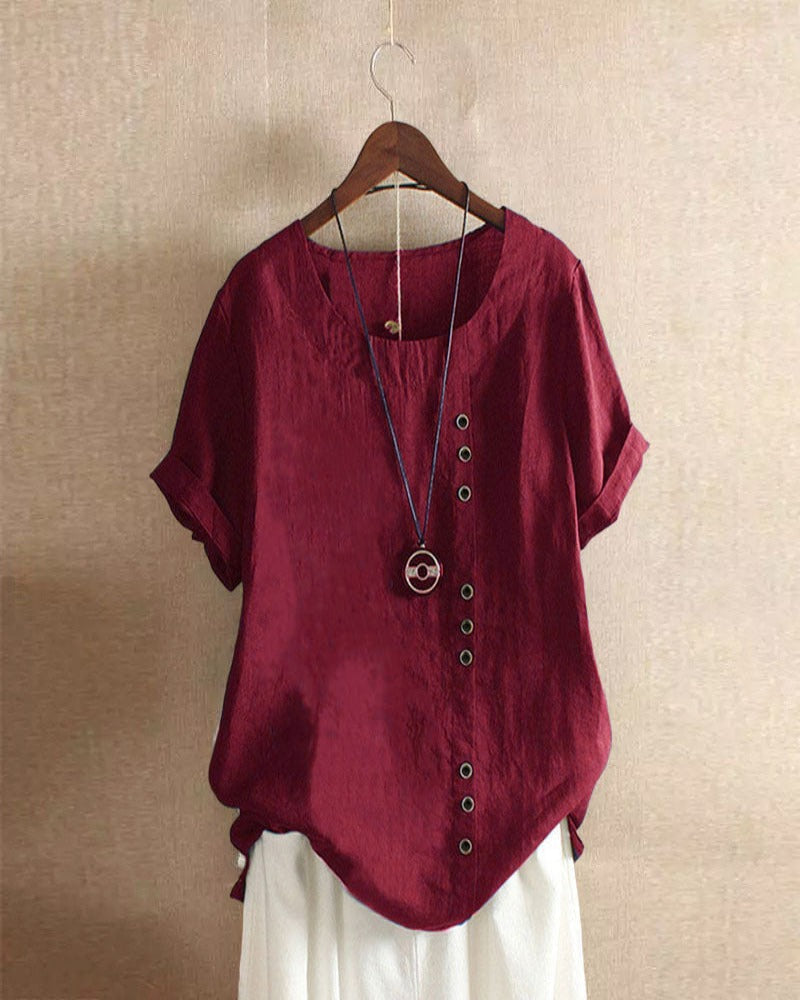 Damen Bluse Sommerleicht Lässig Mit Knöpfen