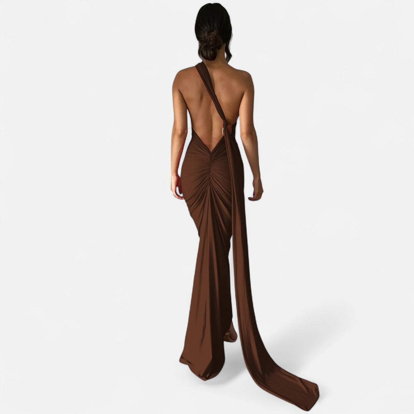 Damen Neckholder Maxikleid Ein Schulter Sommerkleid
