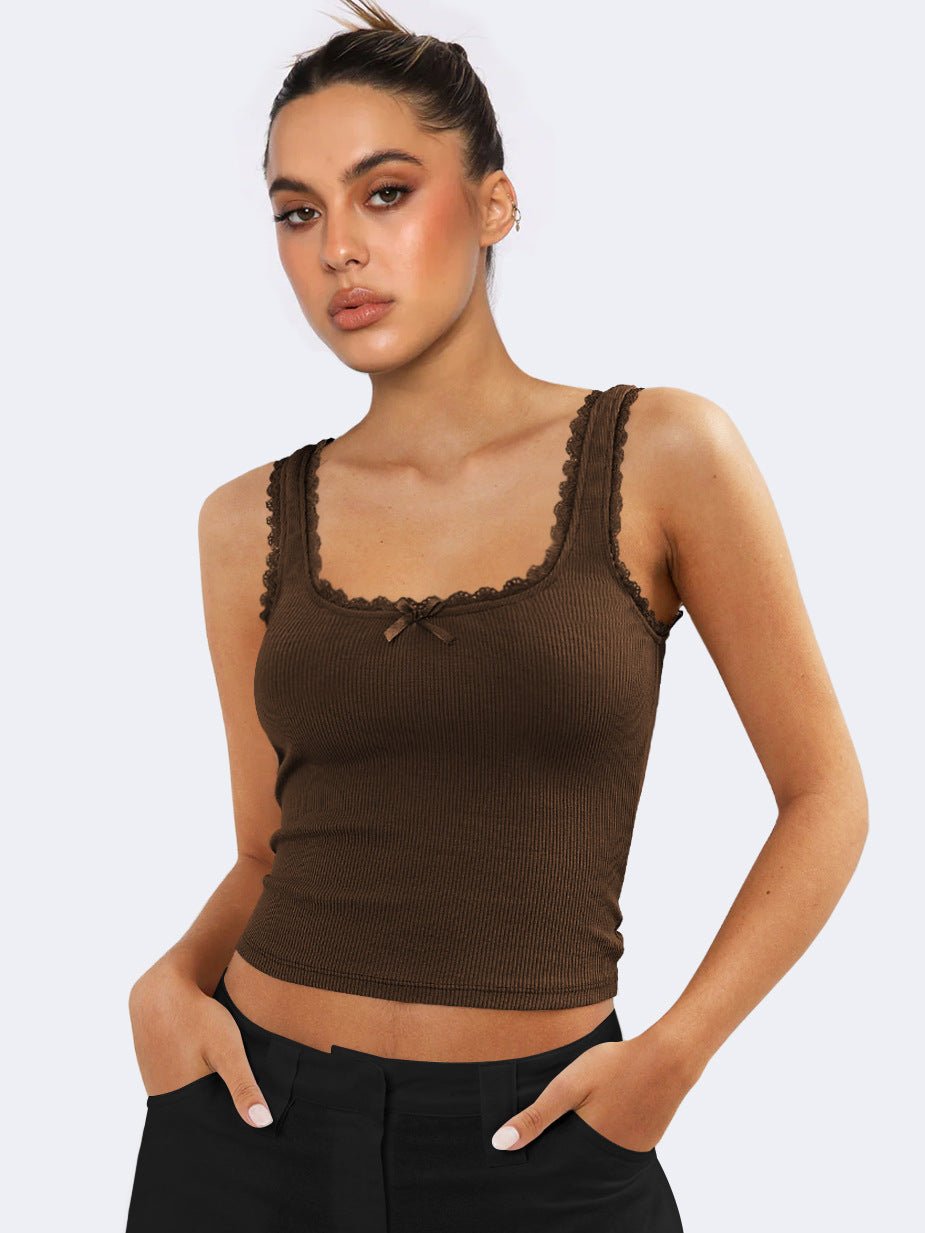 Damen Tanktop Spitzenbesatz Romantic