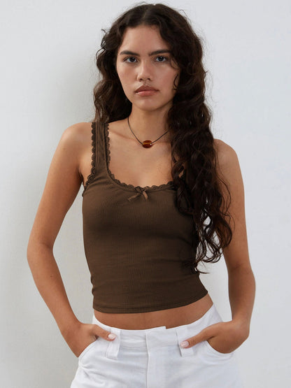 Damen Tanktop Spitzenbesatz Romantic