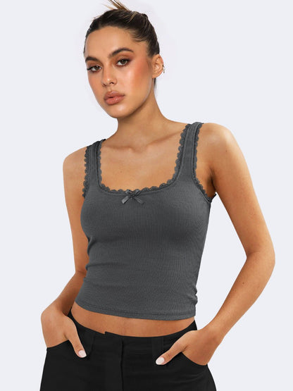 Damen Tanktop Spitzenbesatz Romantic