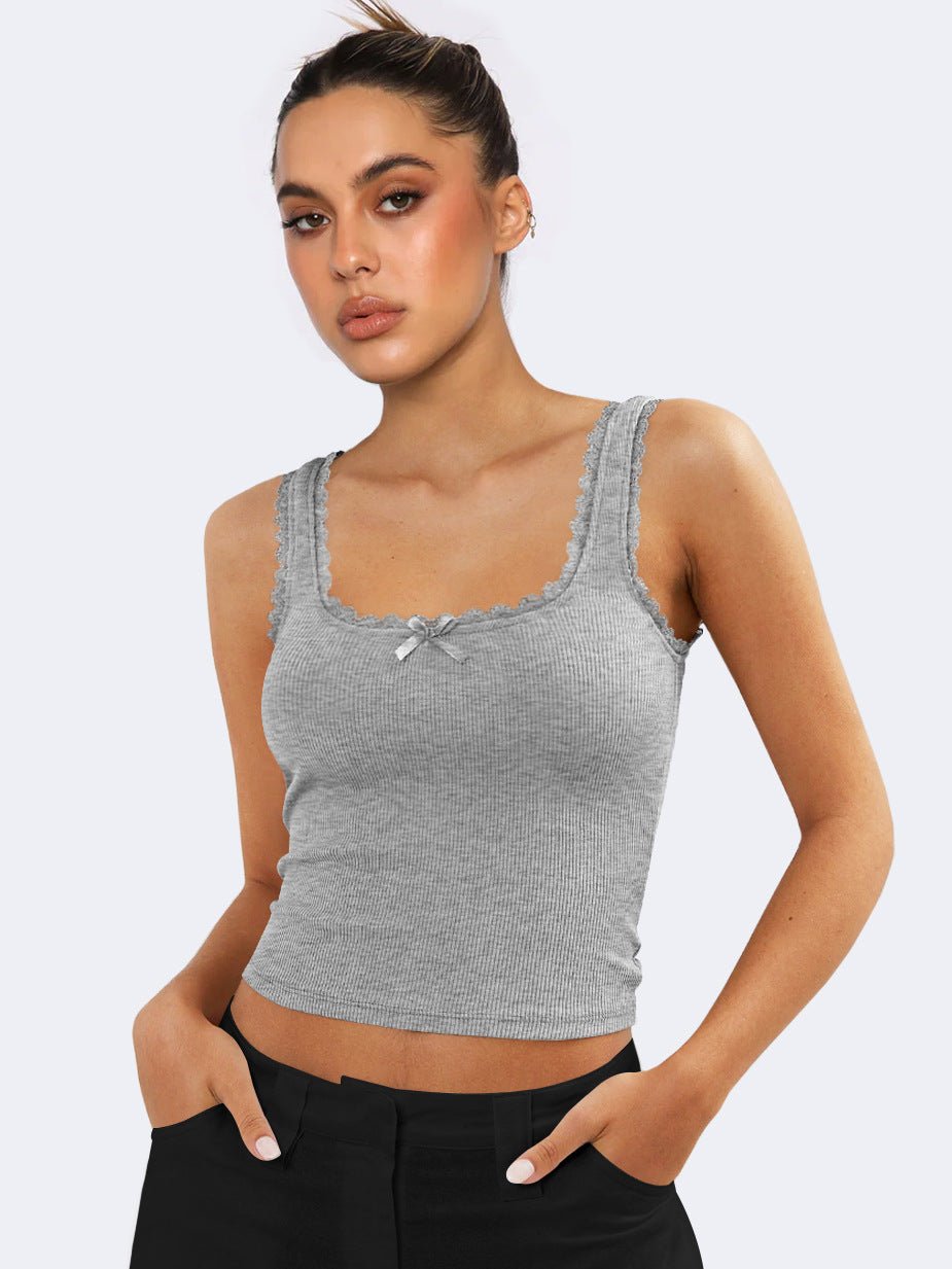 Damen Tanktop Spitzenbesatz Romantic