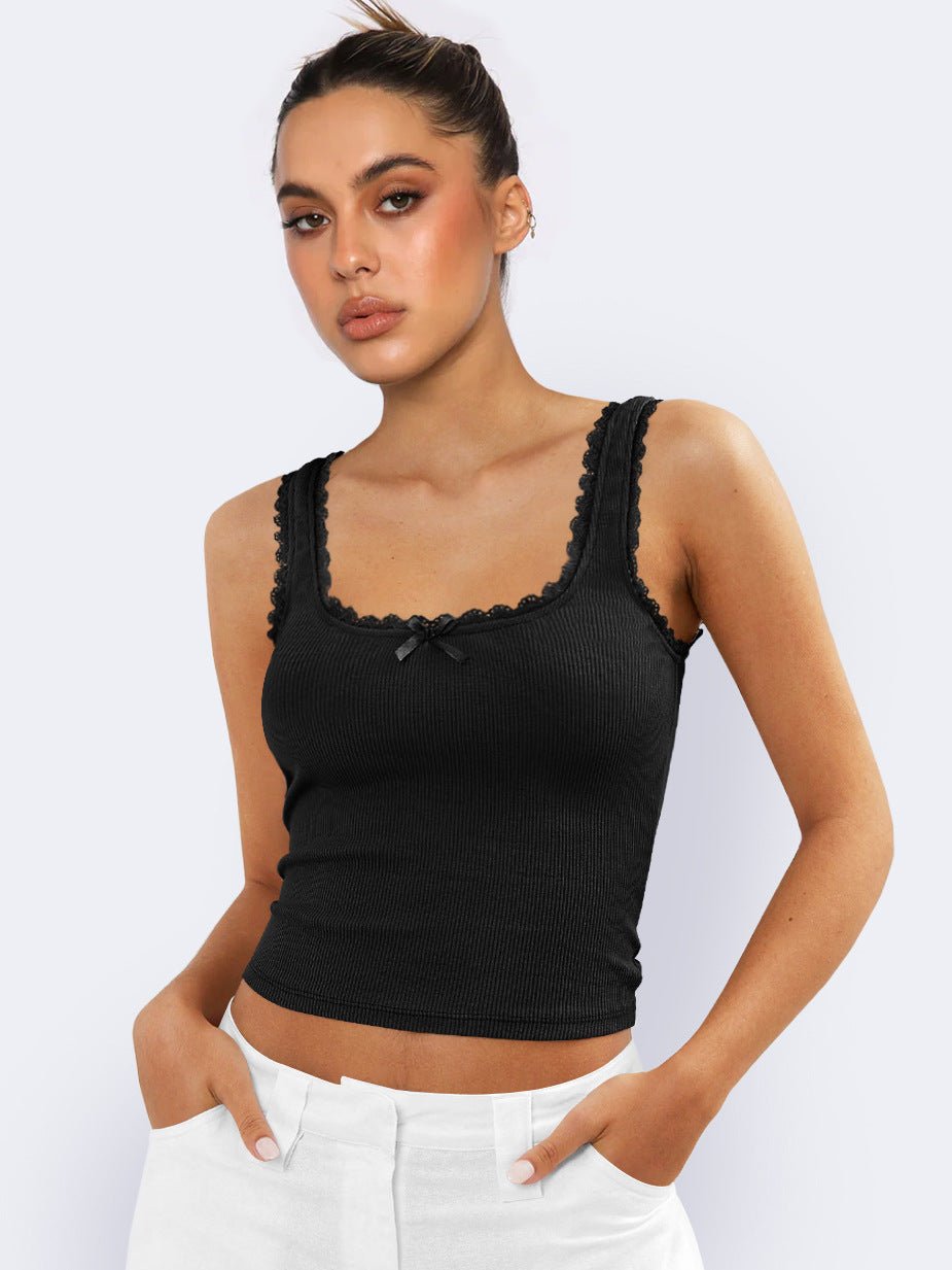 Damen Tanktop Spitzenbesatz Romantic