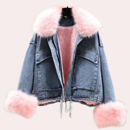 Damen Denim Steppjacke Warm Modern Blau