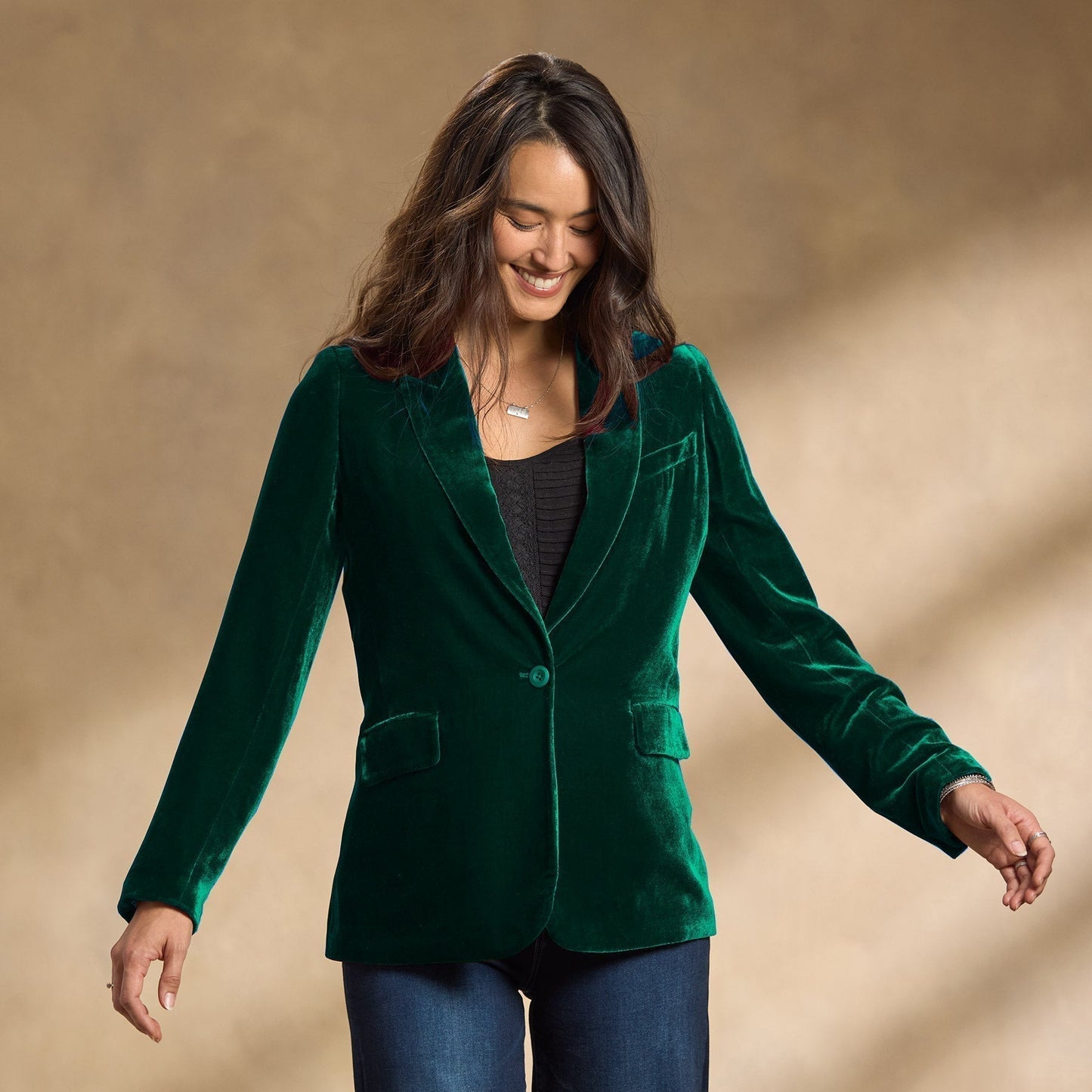 Damen Samtjacke Gestickt Herbstjacke Modern
