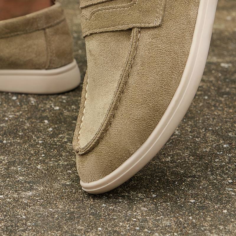 Dunkelblaue Loafer Schuhe aus Veloursleder