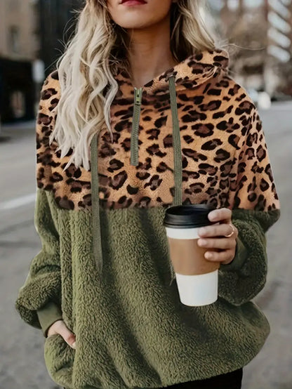 Damen Leopardenpullover Farbblock Modern