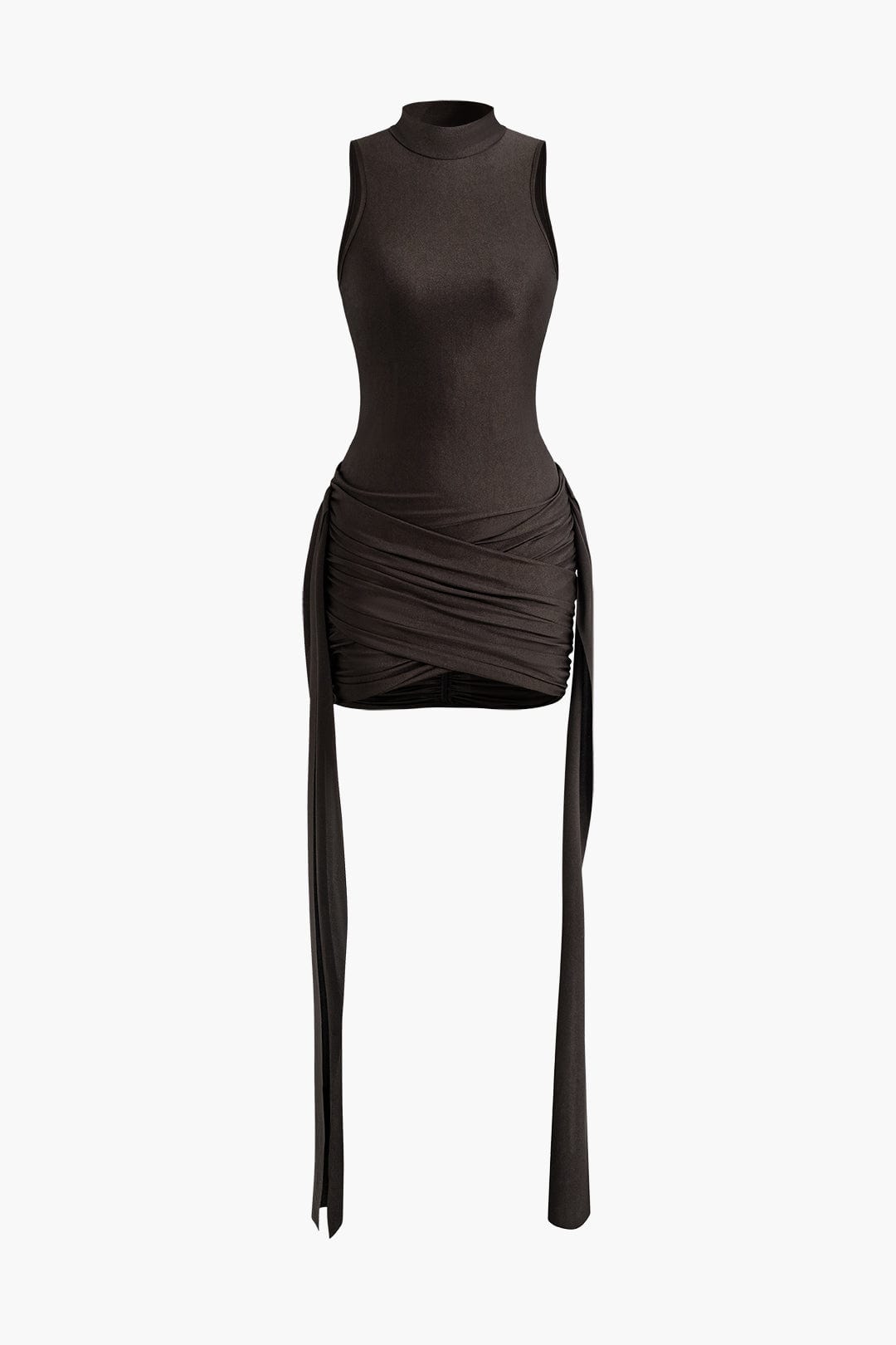 Elegantes Damen Minikleid Bodycon Hochhalter mit Drapierung - Norvielle