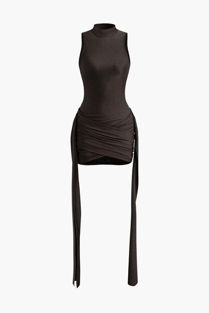 Elegantes Damen Minikleid Bodycon Hochhalter mit Drapierung - Norvielle