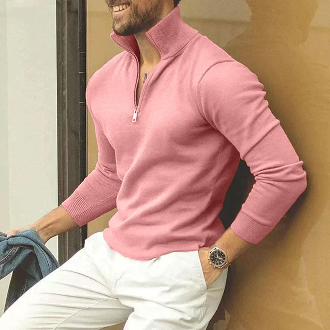 Herren Pullover Stehkragen Reißverschluss Modern