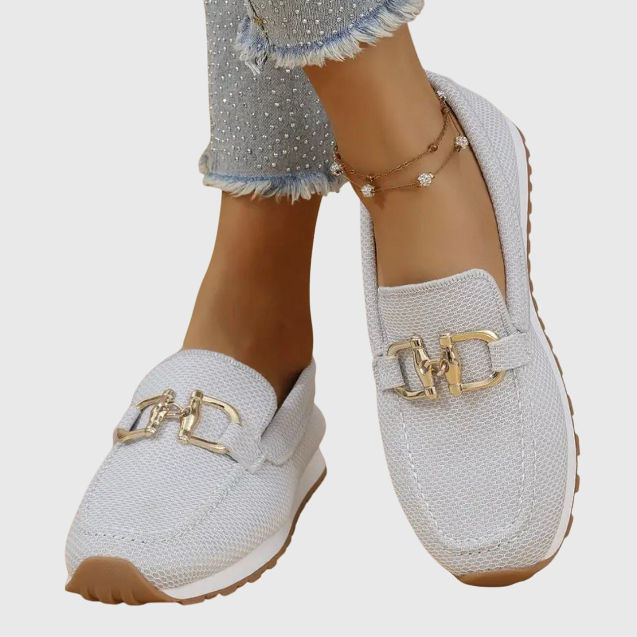 Damen Slip-On Loafer Schuhe Bequem Leder Braun