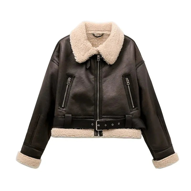 Damen Jacke Plüschgefüttert Warm Modern