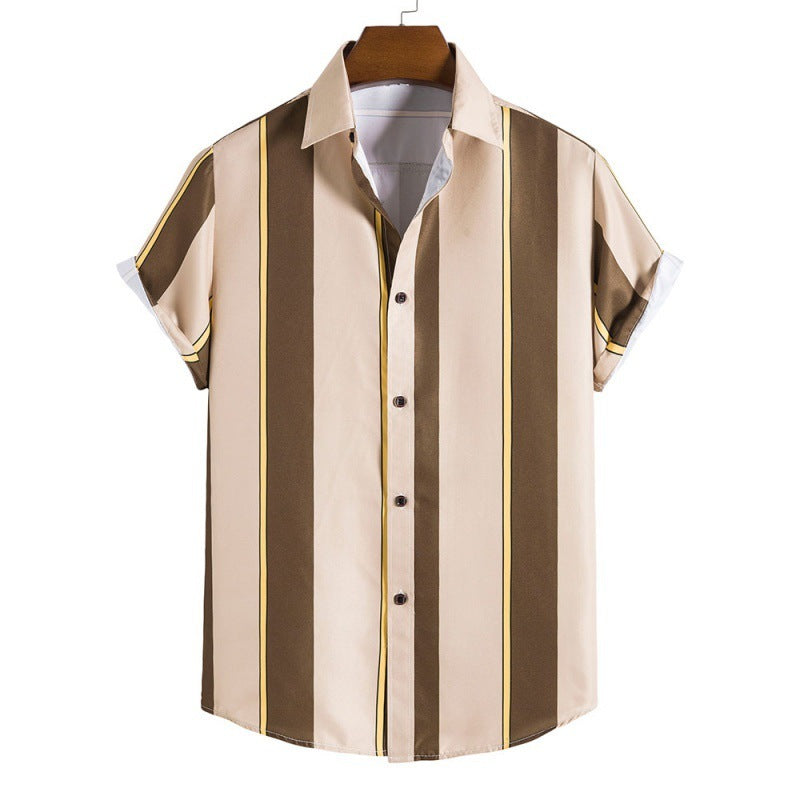 Herren Freizeithemd Retro-Style Baumwolle Blau