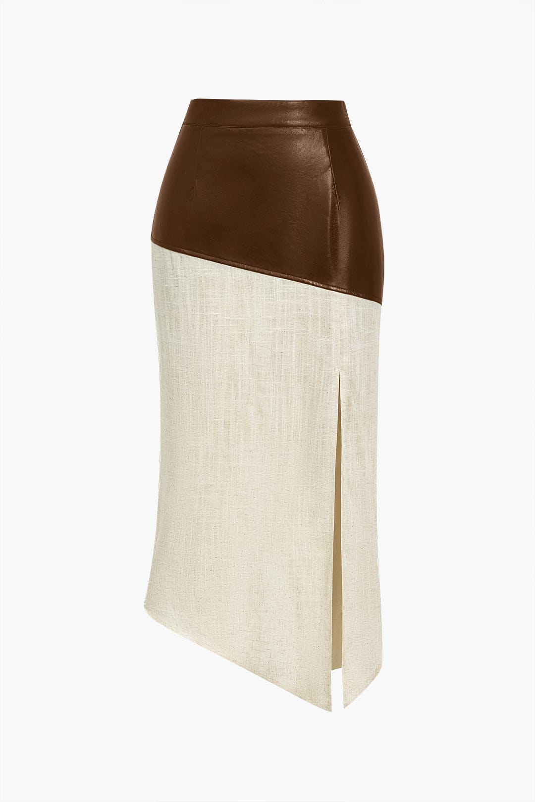 Eleganter Damen Midirock Asymmetrisch Kunstleder