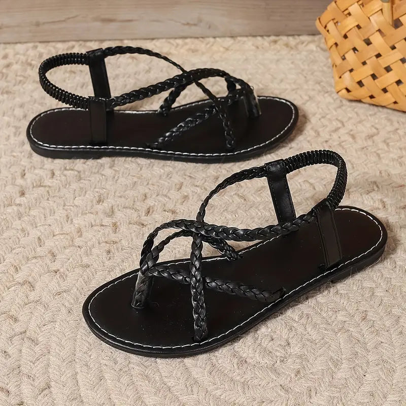 Damen Flache Sandalen Geflochten Sommer