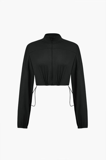 Sportliches Damen-Zweiteiler-Set Cropped-Jacke Leggings