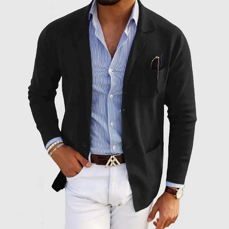 Herren Blazer Slim Fit Modern Revers Knöpfe