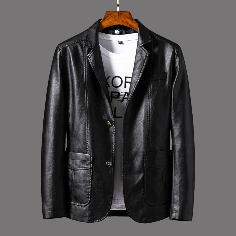 Herren Ledermantel Elegante Lederjacke Mit Reißverschluss