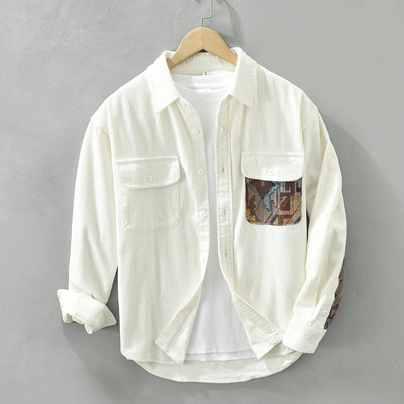 Herren Langarmhemd aus Baumwolle Vintage Stil