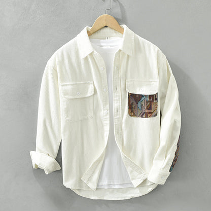 Herren Langarmhemd aus Baumwolle Vintage Stil
